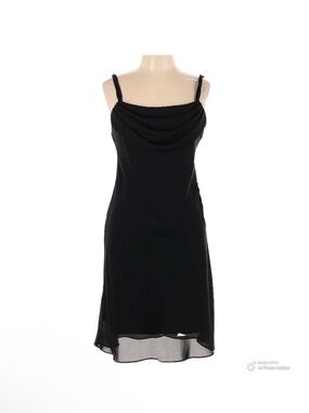 Vintage 90s Jump Apparel NYC Cowl Neck Black Dress Small Y2K Chiffon Cocktail